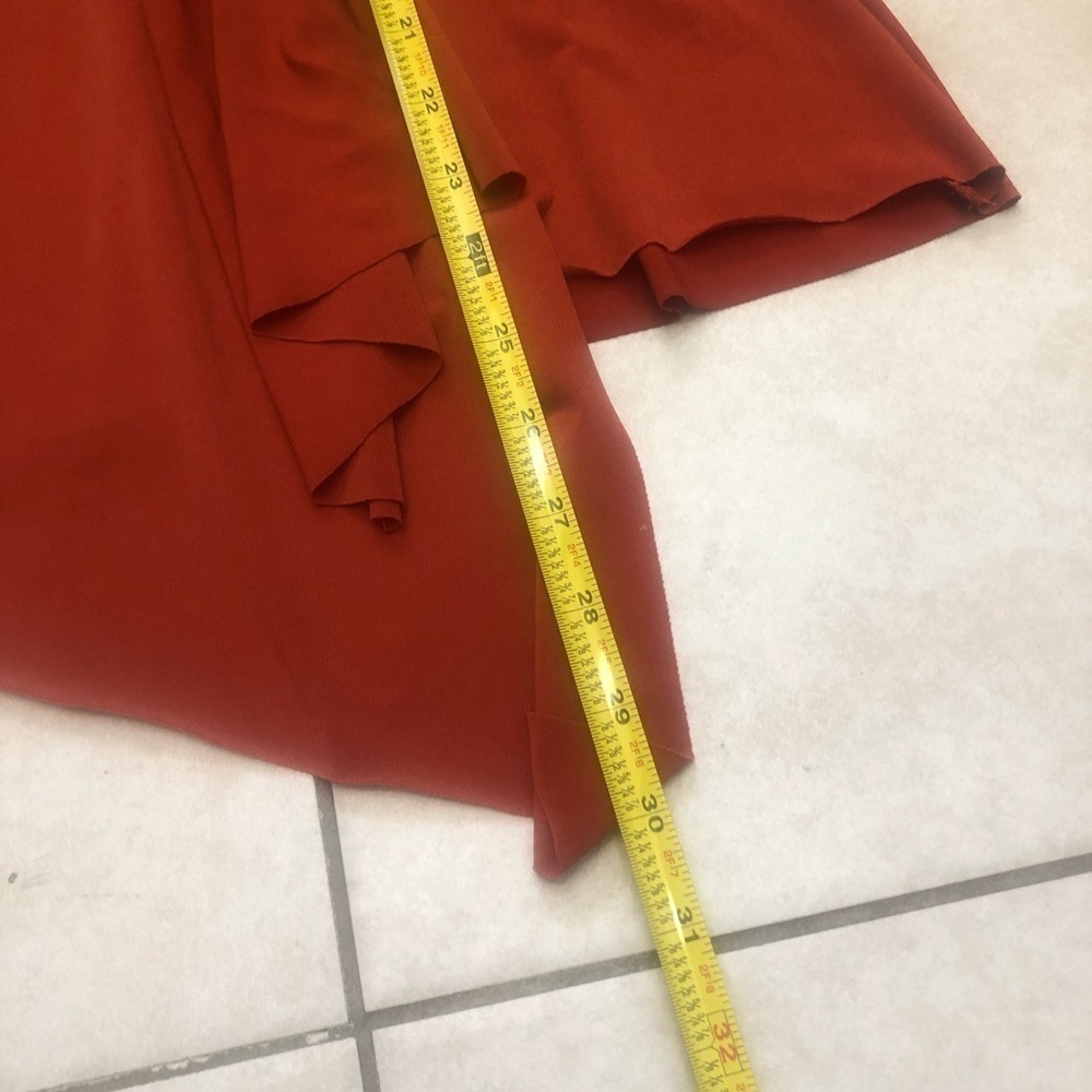 Gabriella Rossi burnt orange faux wrap blouse, M, asymmetrical hem - Picture 6 of 8